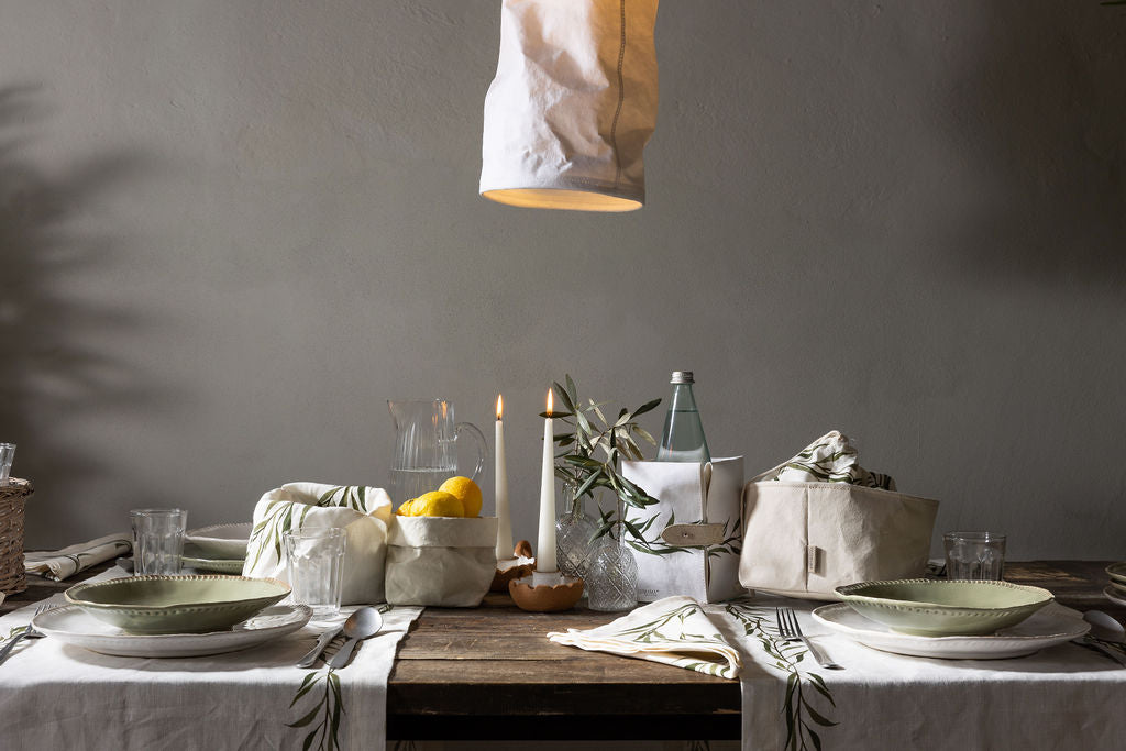 LINEN FIOCCO BREAD BAG OLIVA LEAF