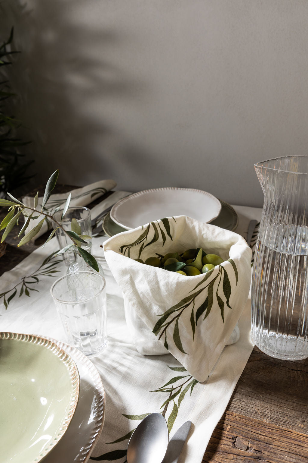 LINEN FIOCCO BREAD BAG OLIVA LEAF