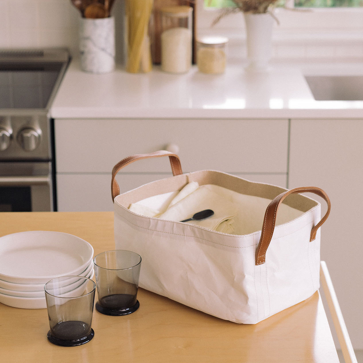 VASSOIO TRAY LEATHER HANDLES