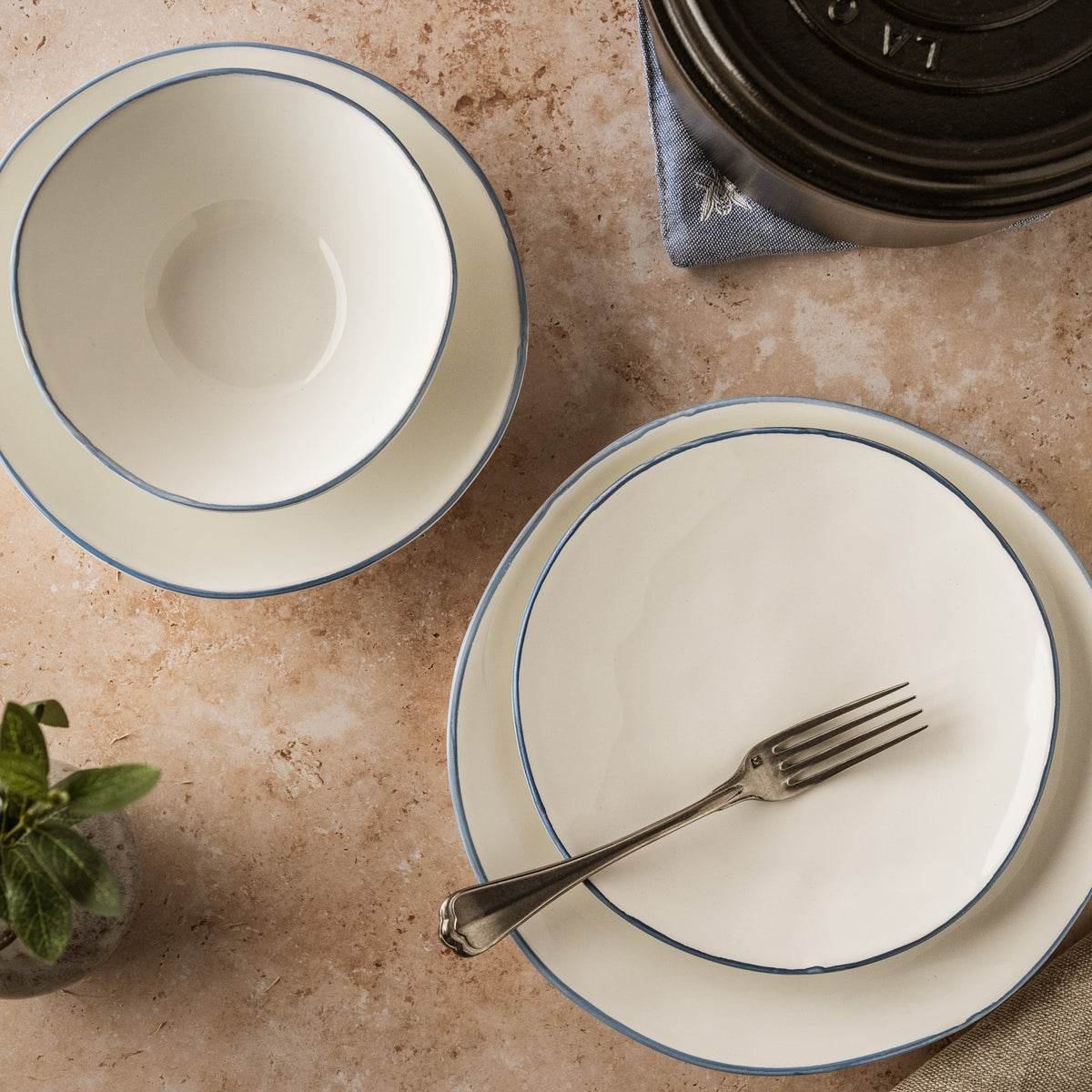 FLORENTINE BLUE RIM DINNERWARE SET