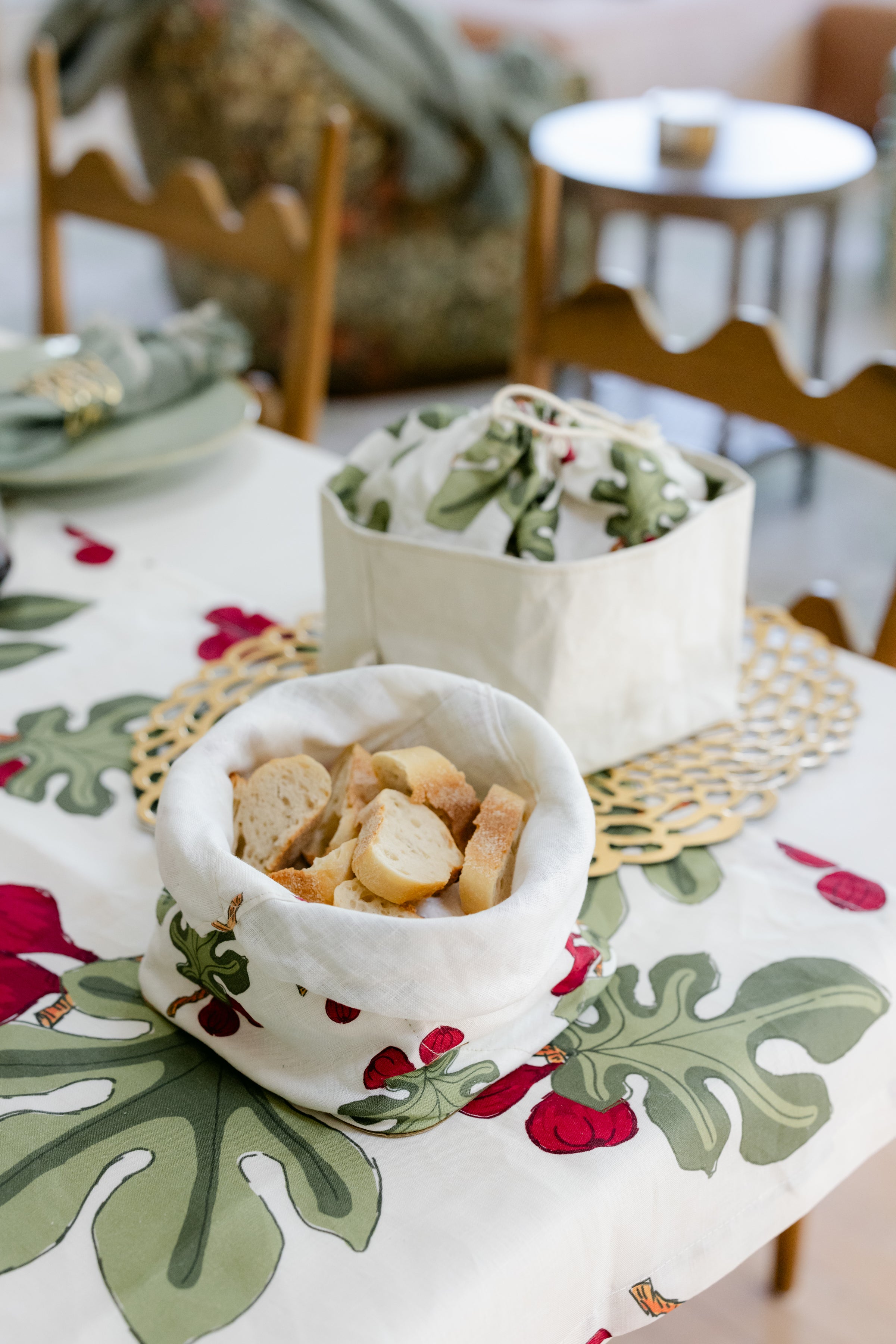 LINEN FIOCCO BREAD BAG FIG