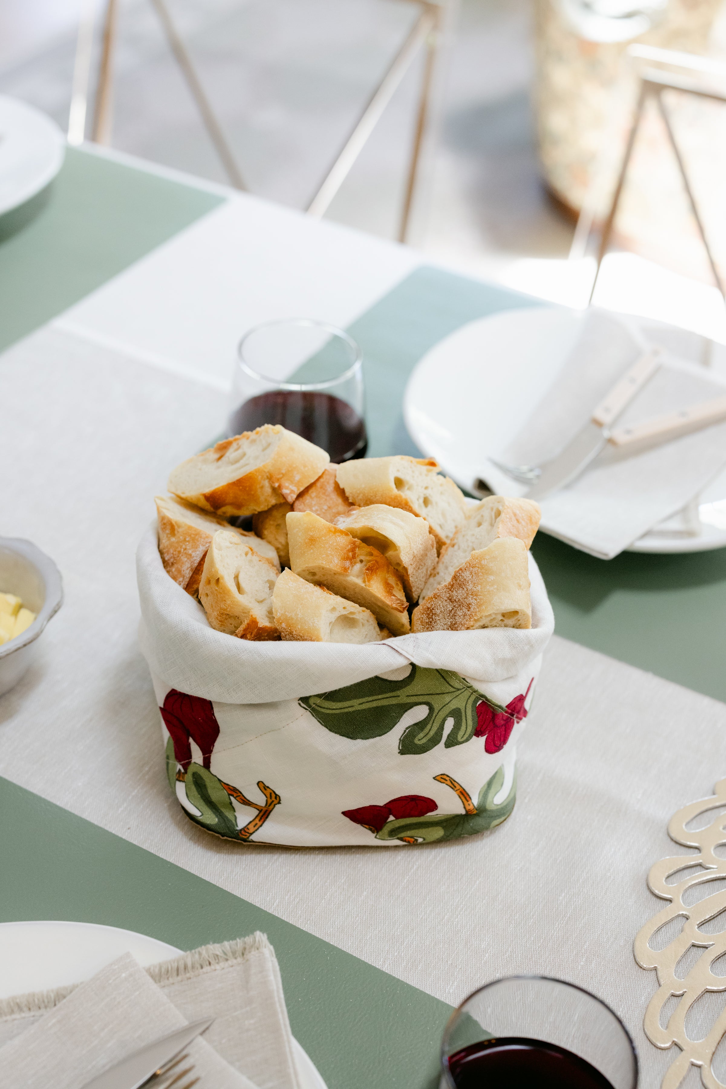 LINEN FIOCCO BREAD BAG FIG