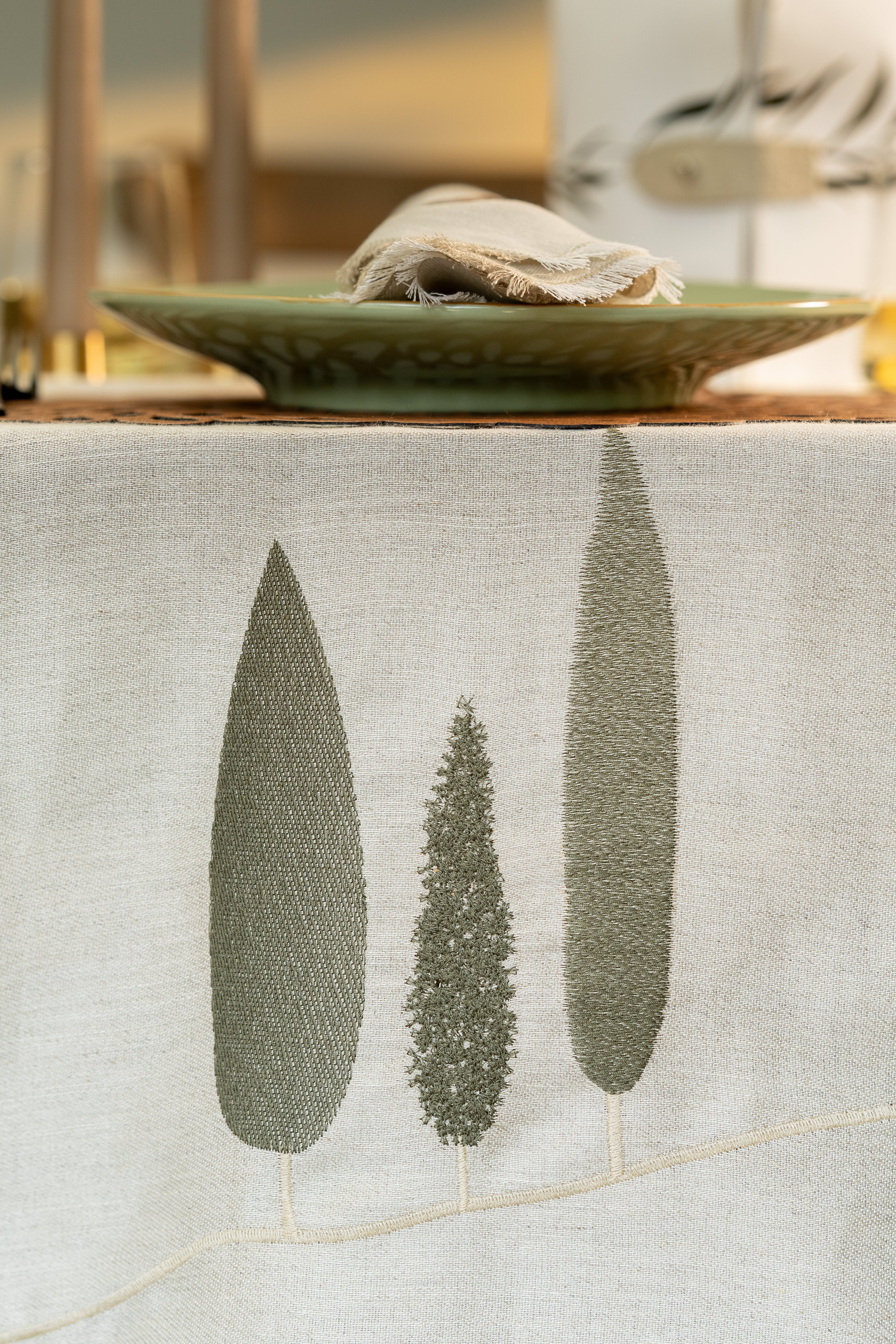 EMBROIDERED CYPRESS TREE RUNNER