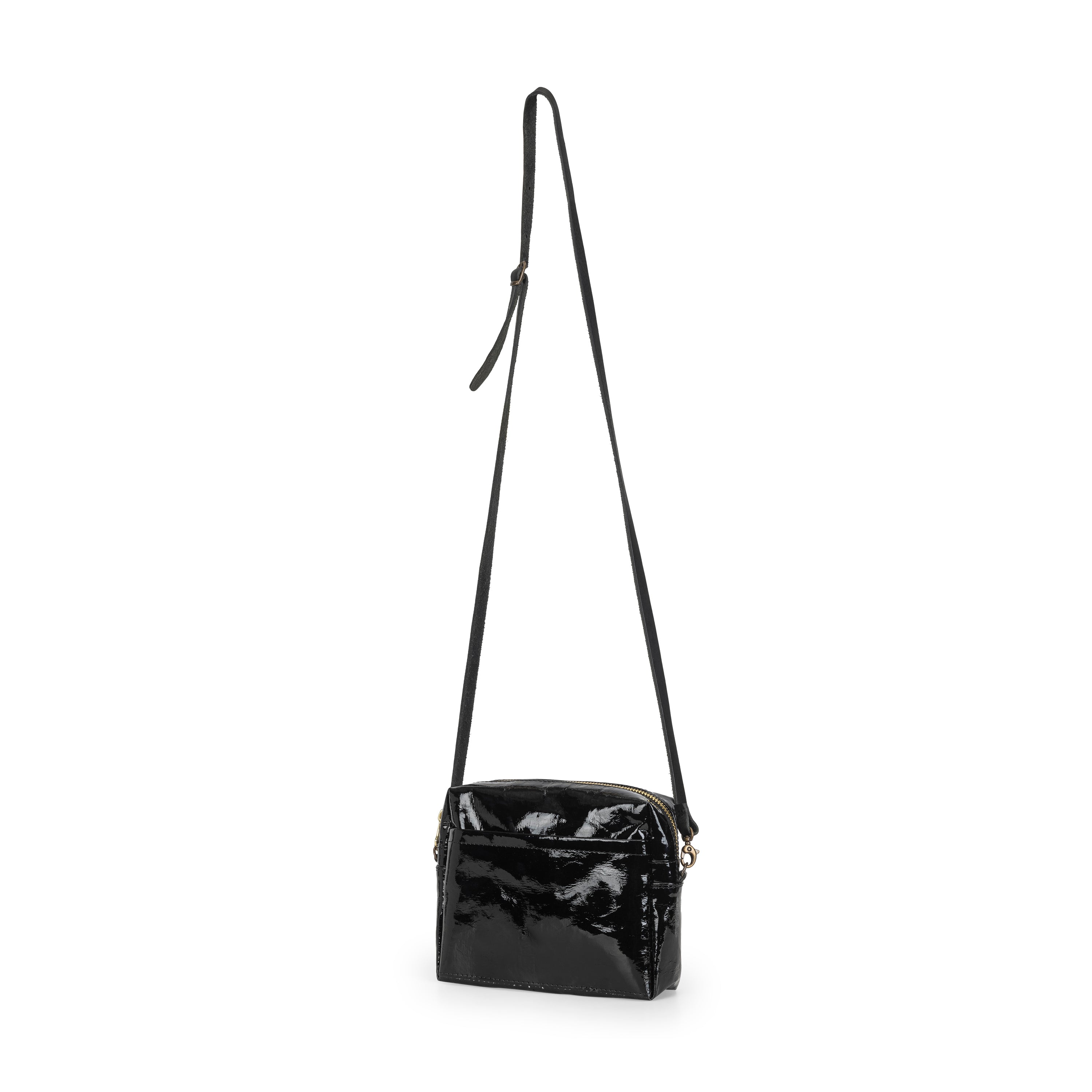 Uashmama Fashionable Crossbody or Clutch Handbag | Vegan, Glossy Black
