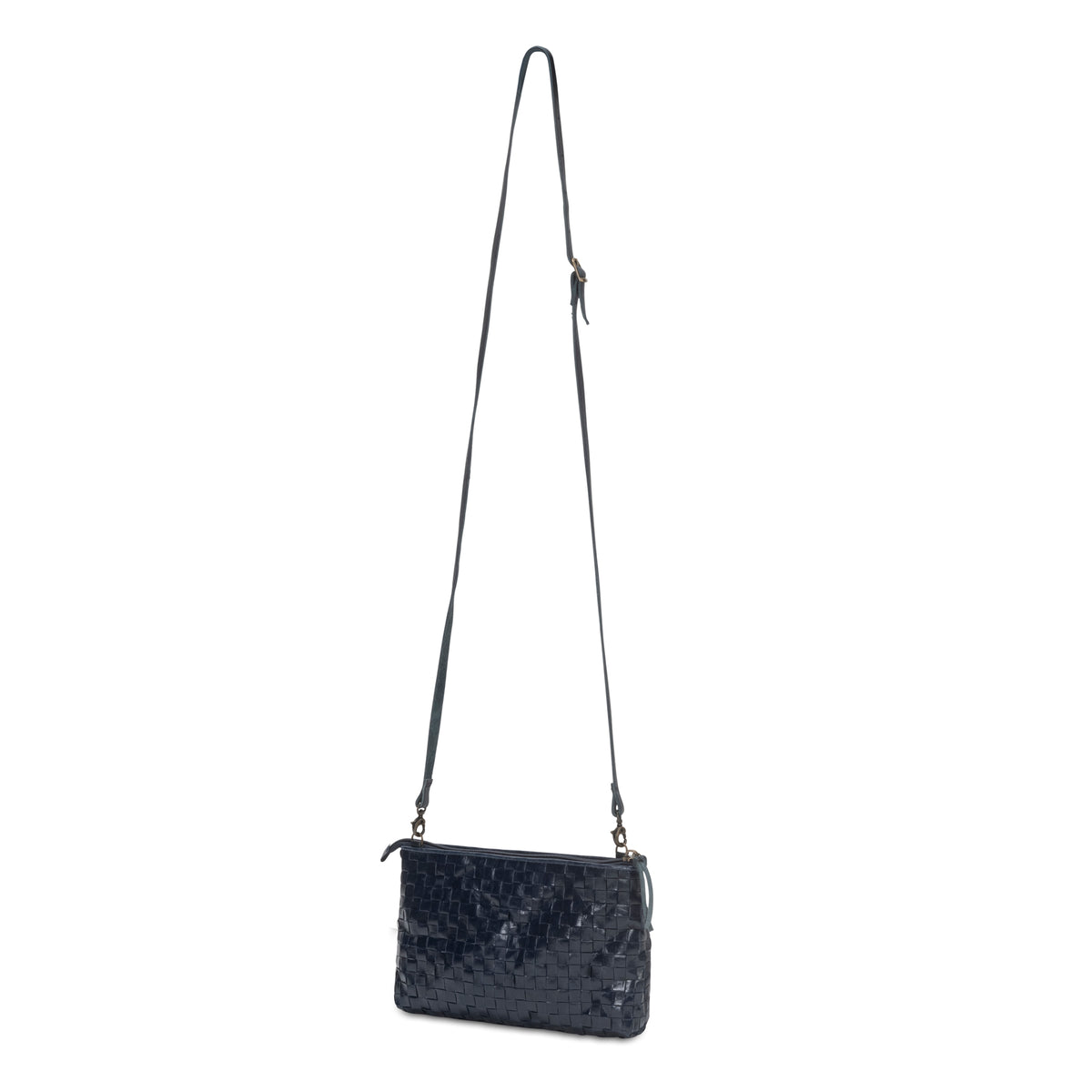 Women's Genuine Leather 3 Zip Vertical Organizer Crossbody Handbag